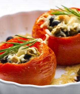 STUFFED TOMATOES WITH CHEESE AND OLIVES