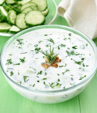 Yogurt Cucumber Soup With Walnuts