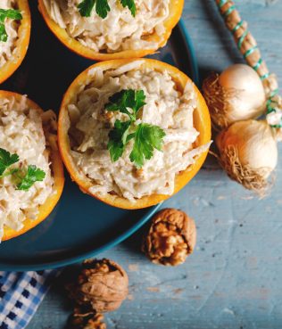 Celery Root Slaw in Orange Cups