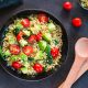 Bulgur Salad with tomatoes, avocado and spinach