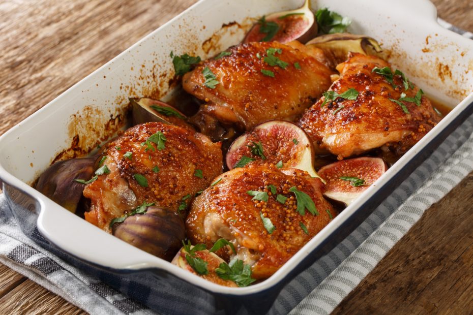 Roasted chicken thighs with fresh figs
