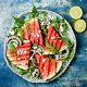 Grilled Watermelon with arugula and feta cheese