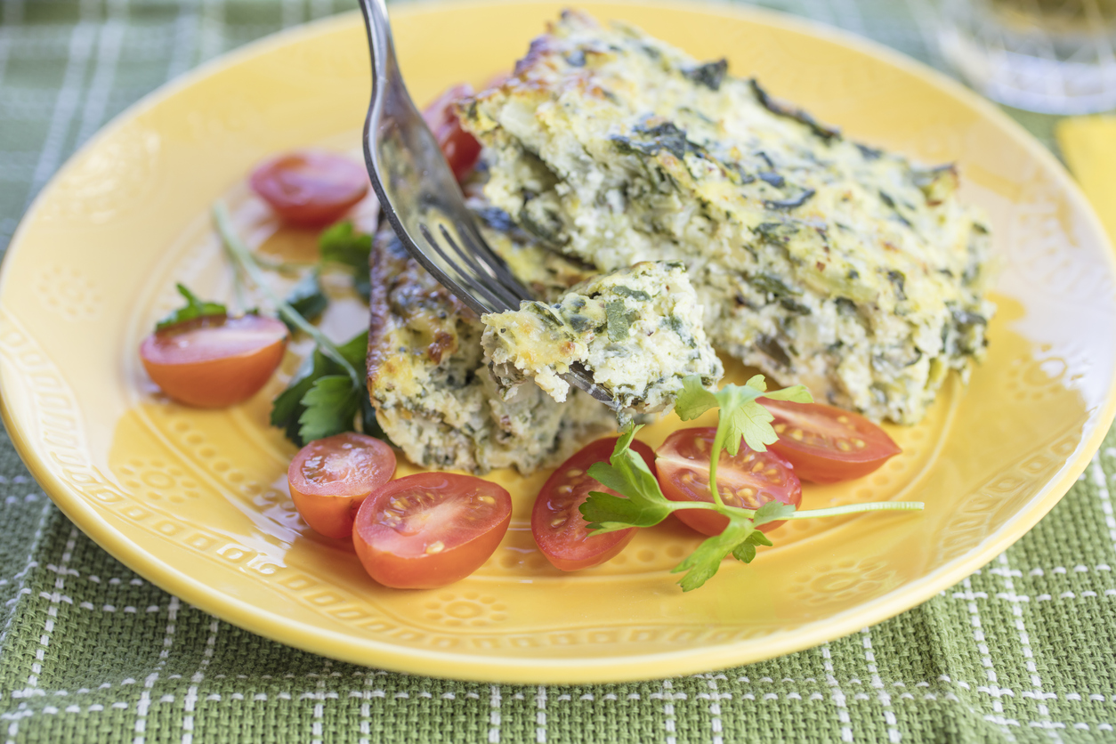 Easy Crustless Quiche with Spinach Graviera Diane Kochilas