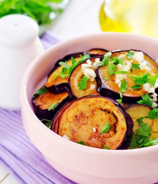 PANFRIED EGGPLANT WITH CRUMBLED FETA