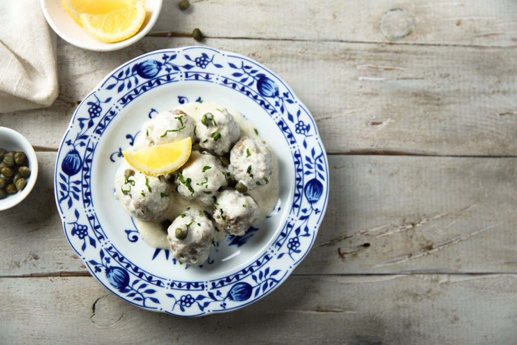 Greek Meatballs with Avgolemono and Santorini Capers