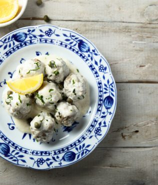 Greek Meatballs with Avgolemono and Santorini Capers