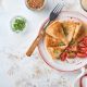 Buckwheat Crepes with goat cheese and tomatoes