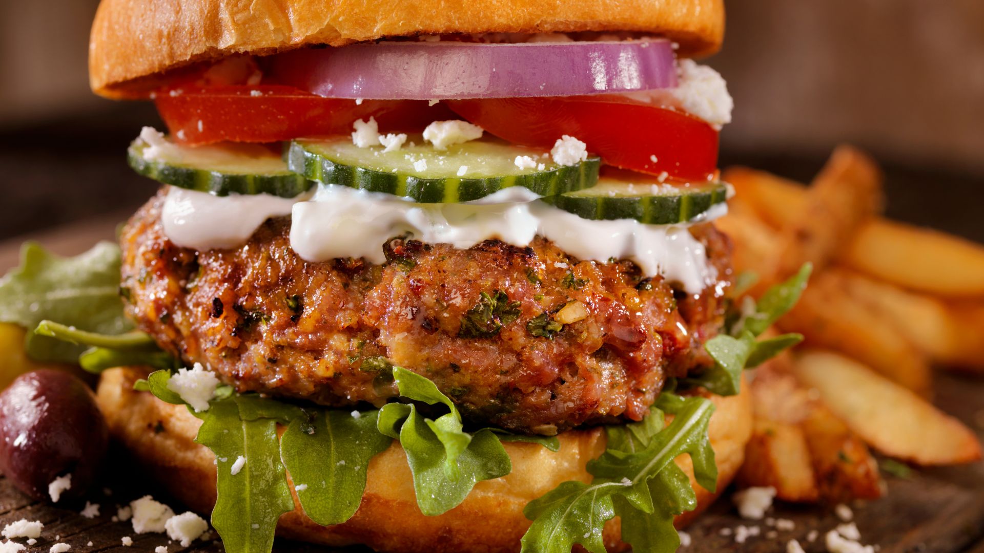 Greek Salad Lamb Burgers