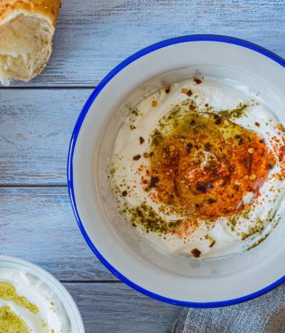 Spicy Feta Cheese Dip - Tyrokafteri - with Basil or Cilantro and Lemon