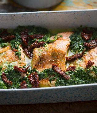 Pan-seared Salmon With Spinach And Sundried Tomatoes