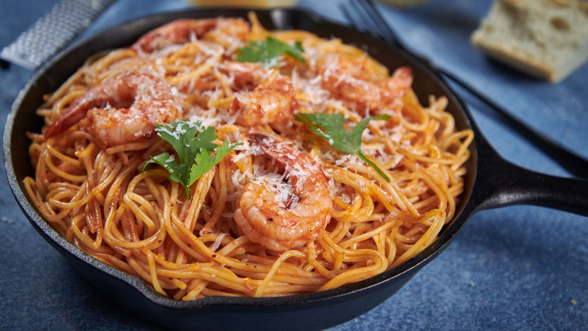 Greek Spicy Spaghetti with Shrimp