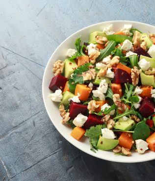 Greek Salad with Beets, Butternut Squash and Feta