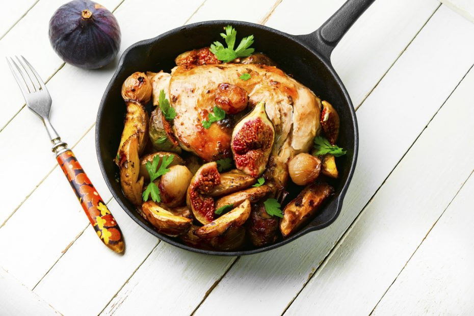 Roasted Half Chicken with figs
