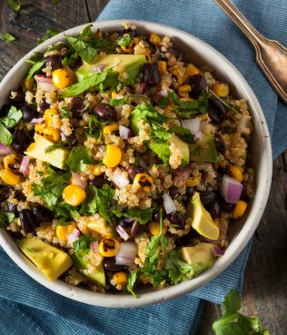 Mexican Quinoa Salad with beans, corn, and cilantro