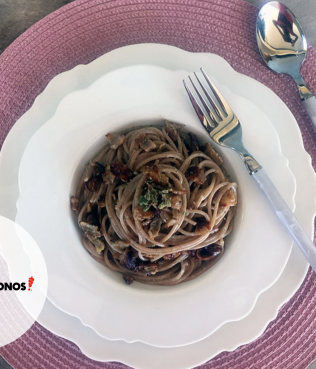 Gyro “Carbonara” with Whole Wheat Spaghetti