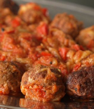 Eggplant With Meatballs In Tomato Sauce