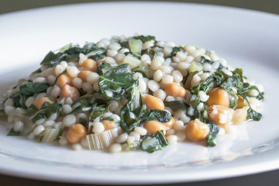 Couscous with Chickpeas, swiss chard and and ginger