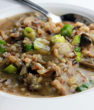 Mushroom Wild Rice Soup With Scallion Greens