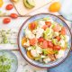 Cauliflower recipe with cabbage, kiwi, tomatoes and sprouts