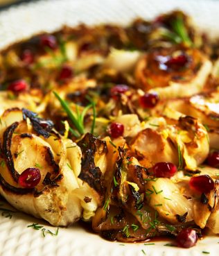 Roasted Savoy Cabbage With Pomegranate And Herbs