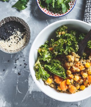 Vegan Stew With Chickpeas, Sweet Potato, And Kale
