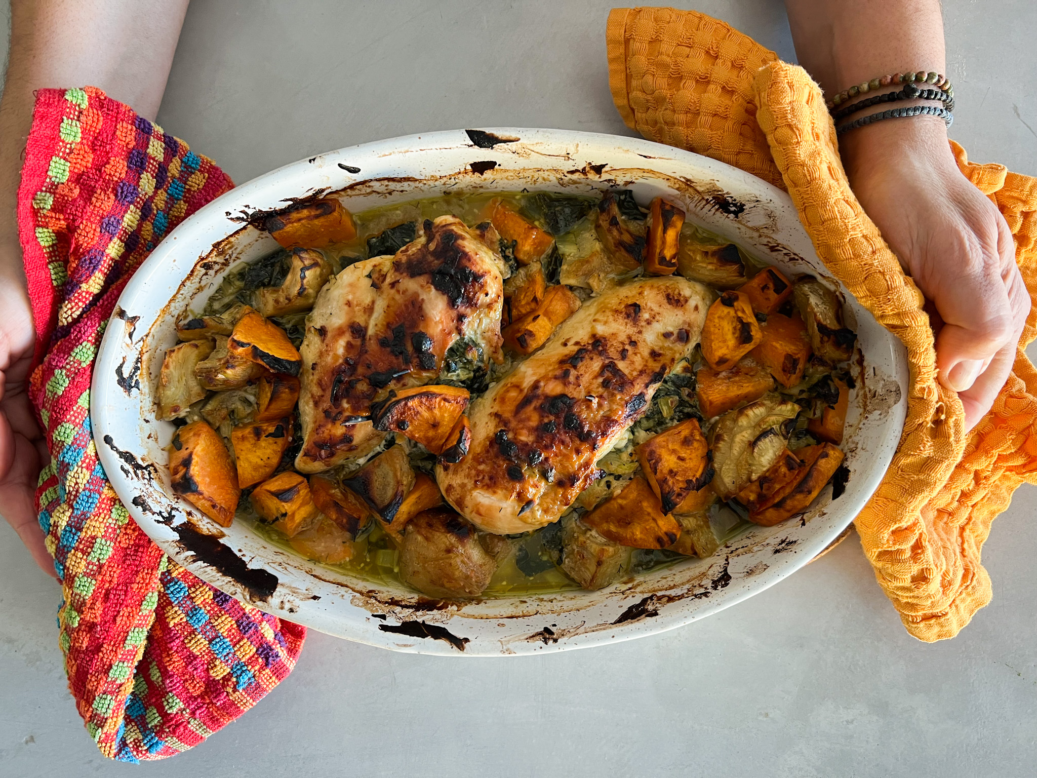 Chicken Breasts Stuffed with Spinach, Artichokes and Greek Feta