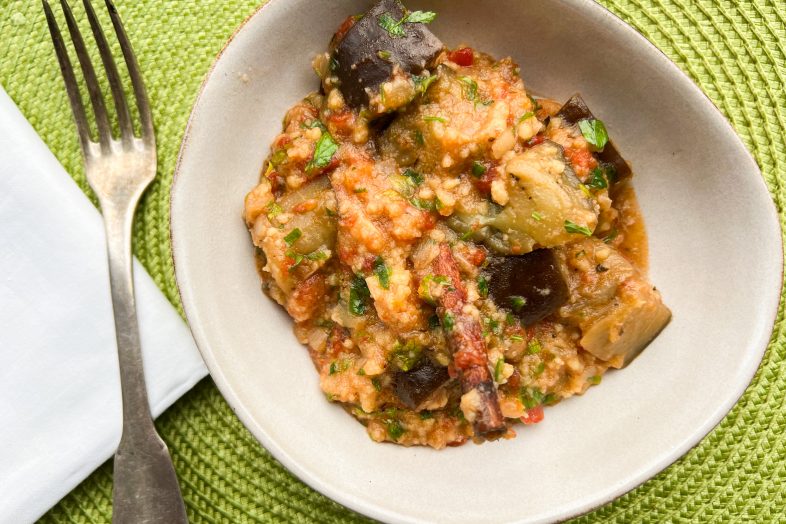 Eggplant Braised with Tomatoes & Trahana Diane Kochilas