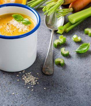 Tahini-Carrot Soup with Greek Honey