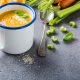 Greek recipe for carrot soup with honey and tahini.