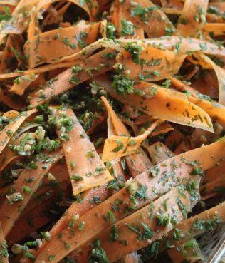 Carrot Salad with Carrot Greens, Mint and Walnuts