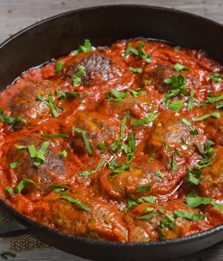 Greek Meatballs in Tomato Sauce with Cumin  (Soutzoukakia)