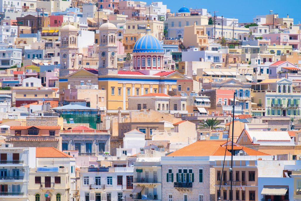 Ermoupolis town in Syros, Greece.