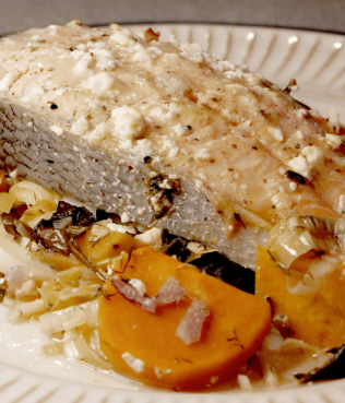 Sheet Pan Salmon with Spinach, Feta & Sweet Potatoes