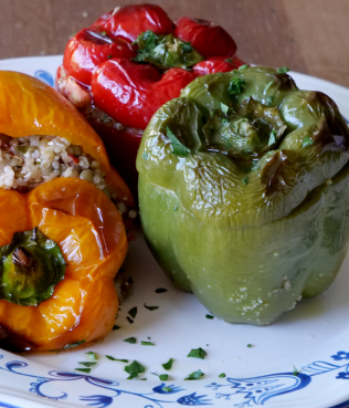 Greek Stuffed Peppers with Bulgur, Lentils & Feta Greek Stuffed Peppers with Bulgur, Lentils & Feta