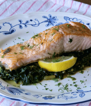 Ouzo Salmon Baked Over Greens Ouzo Salmon Baked Over Greens