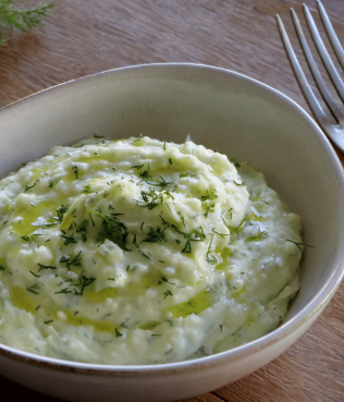 Whipped Cottage Cheese Tzatziki Mashed Potatoes