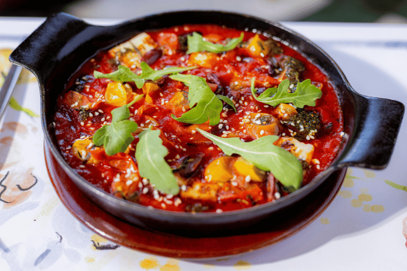 Leeks Staewed with Prunes and Tomato