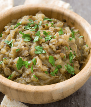 Melitzanosalata with Miso, Tahini, and Petimezi