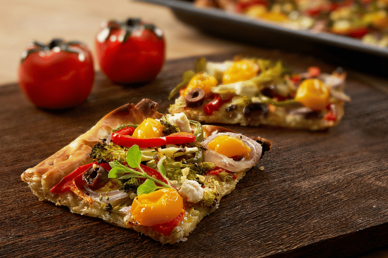 Phyllo Pizza with Artichokes, Tomatoes and Feta