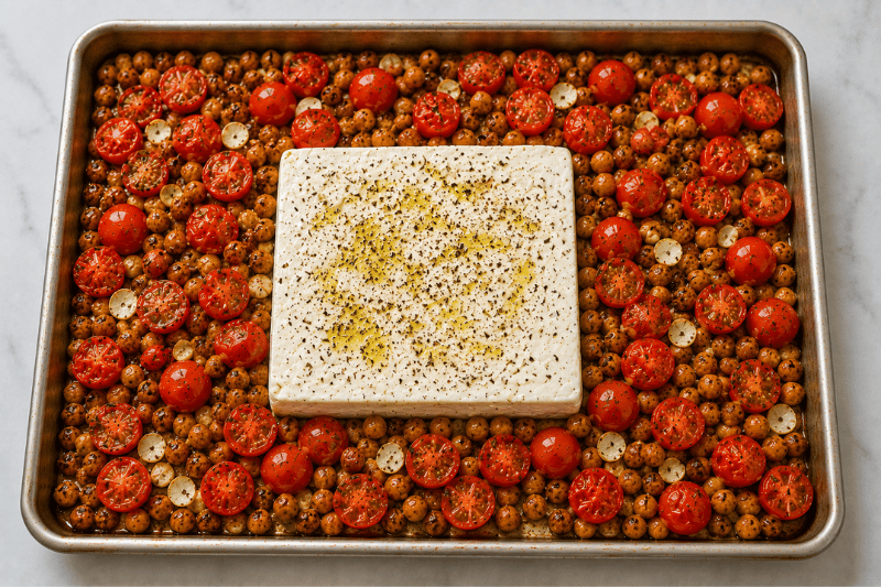 chickpeas 4 step adding the feta