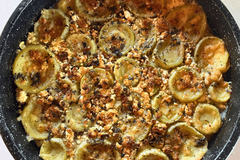 Potato-Layered Zucchini & Cheese Pie (No-Phyllo Boureki Haniotiko)