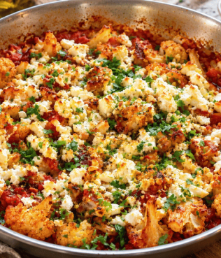 Greek Cauliflower Saganaki with Tomatoes and Feta Greek Cauliflower Saganaki with Tomatoes and Feta